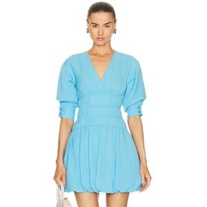 SIMKHAI Diem Gauze Bubble-Hem Minidress